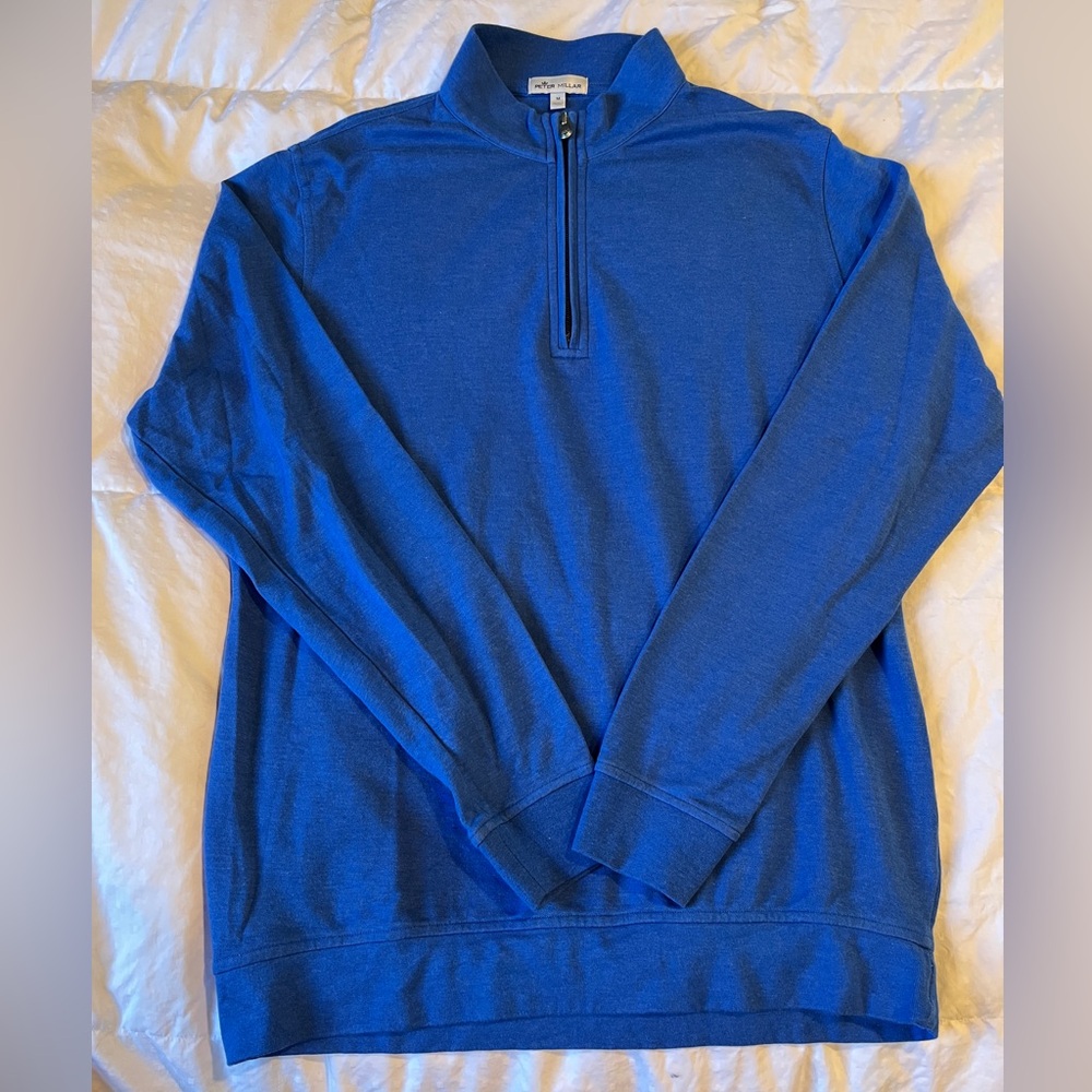 Peter Millar Mens 1/4 Zip Pullover Blue Golf Sweater Size Medium